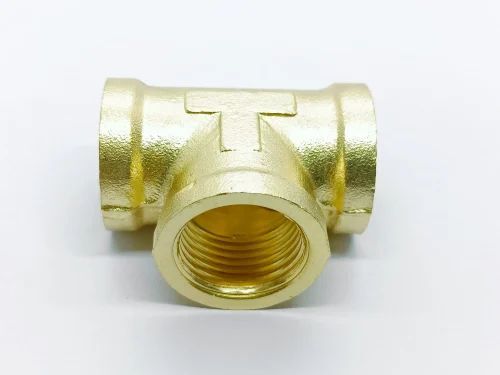 Brass Collar Tee - Brass, Standard Size, Golden | Rust Proof, Durable, Industrial Use