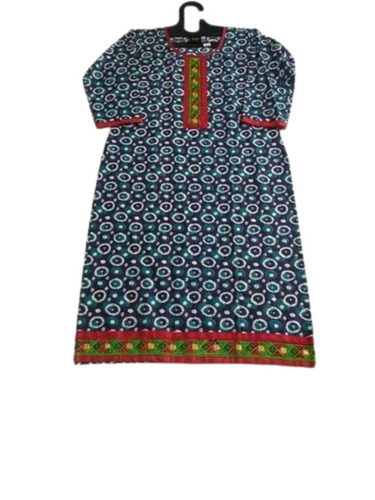 Cambrick Printed Cotton Kurti - Color: Multi Color