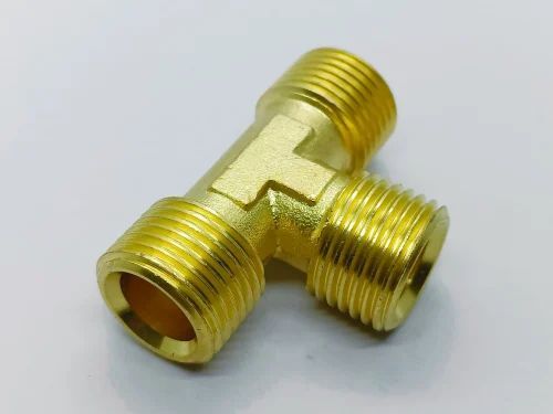 Golden Brass Male Tee - Brass, Standard Size, Golden | Durable, Rust Proof, Industrial Use