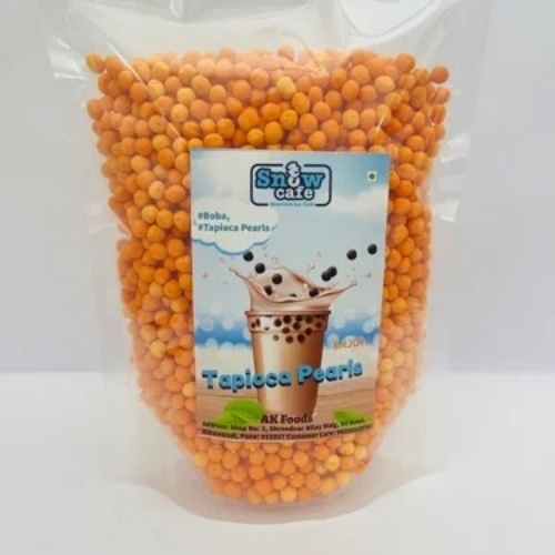 Mango tapioca pearl bubble tea