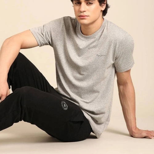 Mens T Shirt - Cotton, L-XXXL, Grey | Comfortable Fit, Soft Fabric, Breathable, Durable Stitching