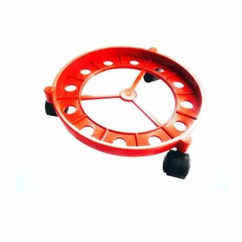 Round Plastic Gas Cylinder Trolley - Plastic, 12 Inch Diameter, Multicolor | 3 Wheels, 40 Kg Load Capacity, Industrial Use