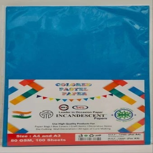 Sky Blue Color Pastel Paper - Paper, A4, Multicolor | Eco Friendly, School Use