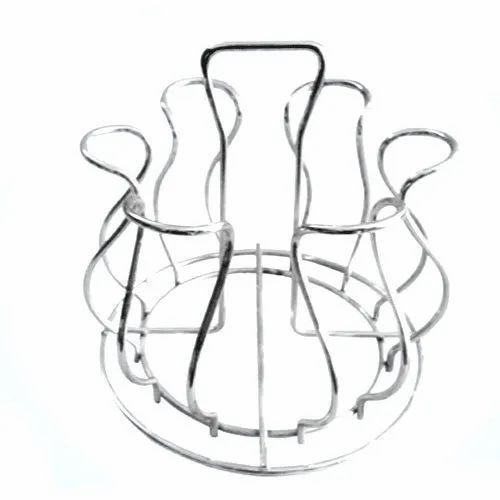 Stainless Steel Lotus Glass Stand - SS 304, 5.5 Inch, Silver, 4 mm Thickness | Corrosion Resistant, Industrial Use, Custom Size