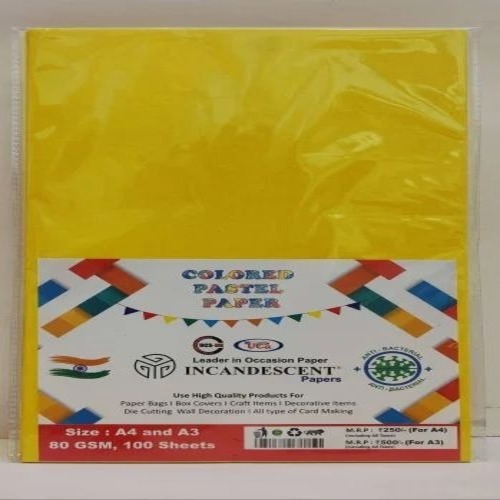 Yellow Pastel Paper - Pastel Paper, A4, Multicolor | Eco Friendly, School Use