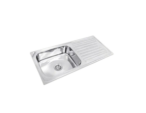 AP108 SS Kitchen Sink - Stainless Steel, 8 Inch Depth, Silver, Square Bowl, Single Bowl With Drain Board, Easy To Fit