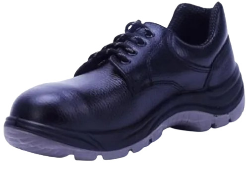 Black Stone Safety Shoes - Leather Upper, EVA Insole, PU Outsole, Black, Steel Toe | Water, Oil, Chemical, Heat Resistant, Lace Closure
