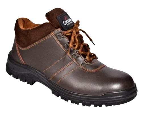 Brown Leather Safety Shoes - Leather, Various Sizes, Brown, Steel Toe | Water, Oil, Chemical, Heat Resistant, Lace-Up, EVA Insole