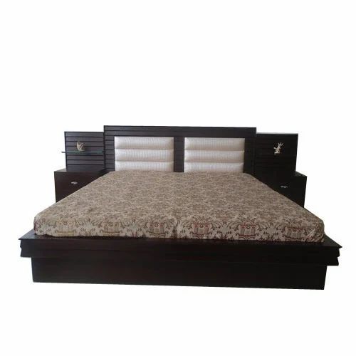 Brown Wooden Double Bed