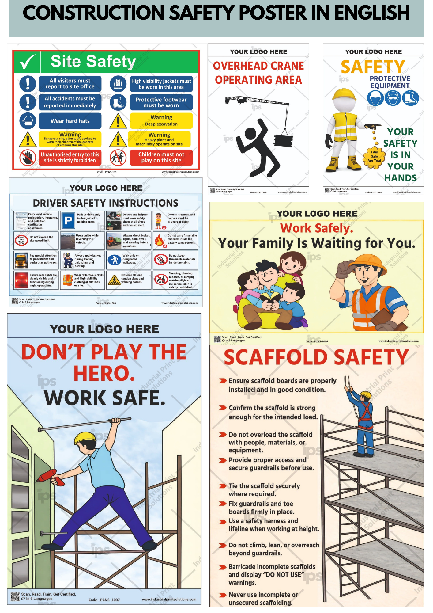 Construction Safety Poster  - Coating Type: Lamination