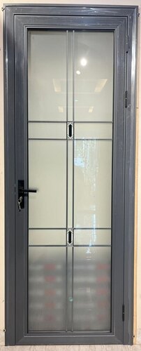 Grey Aluminium Glass Bathroom Door - Standard Size, Gray, Swing | Durable, Stylish, Long Lasting, Good Quality, New