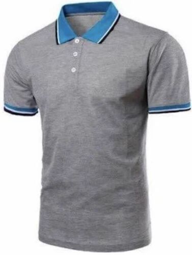 Grey Color Plain T Shirts - Cotton, Regular Fit, V-Neck, Half Sleeves, Light Weight, Breathable