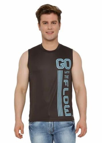Men Sleeveless T Shirt - Hosiery Fabric, Regular Fit, O-Neck | Printed, Lightweight, Quick Dry, Comfortable Fit