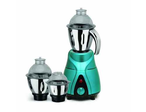 Mini Electric Mixer Grinder - Stainless Steel Blade, 2 HP Motor, Green, 3 Jars, Shock Proof, Portable