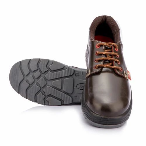 Plain Brown Leather Safety Shoes