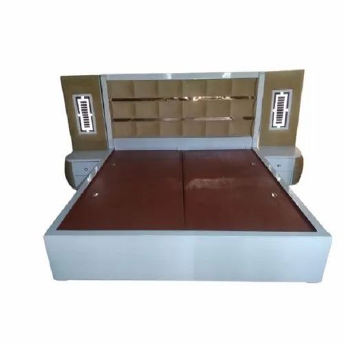 Rectangular Wooden Double Bed - Wood, Standard Size, Brown | Durable, Eco-Friendly, Long Lasting, European Style