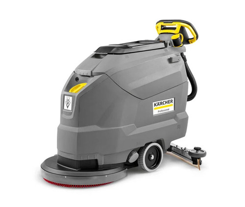 Walk Behind Scrubber Dryer 60 Litres - Black Grey, 60L Water Tank, 180 RPM Brush Speed, 510mm Brush Width, Battery-Powered, Less Than 70dB Noise
