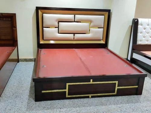Wooden Brown Double Bed - Wood, Standard Size, Brown | Durable, Easy To Clean, Eco-Friendly, Termite Free