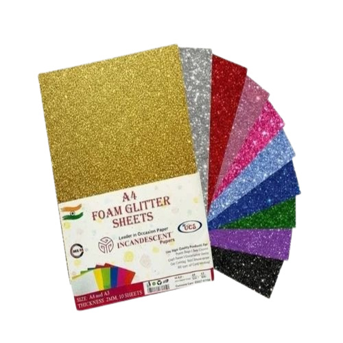 Craft Glitter Foam Sheet - Foam Glitter Paper A4 2mm, Green, Eco Friendly, Machine Made