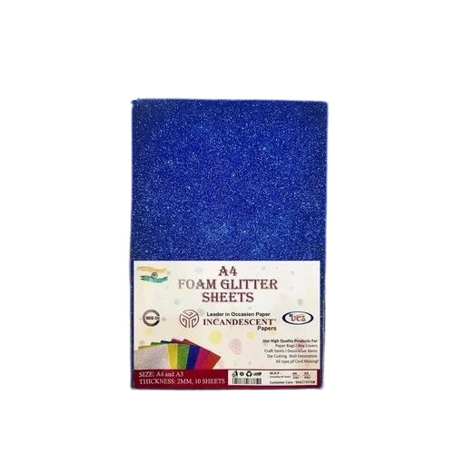 Craft Glitter Paper Sheet - A4 Blue Foam Glitter Paper, 2mm Thickness | Eco Friendly, Crack Proof, Machine Made