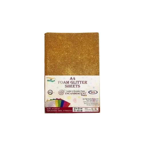 Golden Glitter Foam Sheet - A4, 2mm, Golden, Eco Friendly | Crack Proof, Machine Made