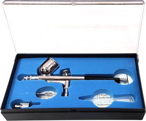 Air Bush Pen Bush Spray Gun - Steel Standard Size Silver | Strong Portable Industrial Use 1 Year Warranty