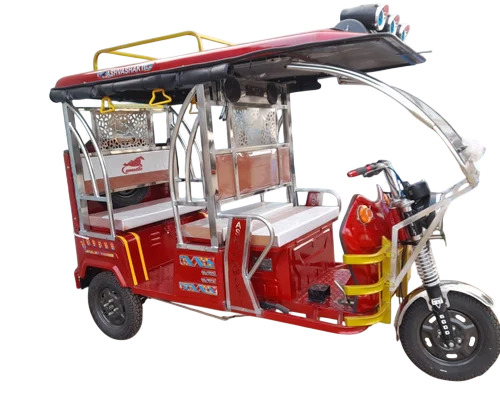 Battery Operated 6-Seater Ashvashakti Chrome Plus E Rickshaw - MS Frame, 1200W Motor, 48V 4 Battery, 100 km Range | Zero Emissions, Metro Linkage