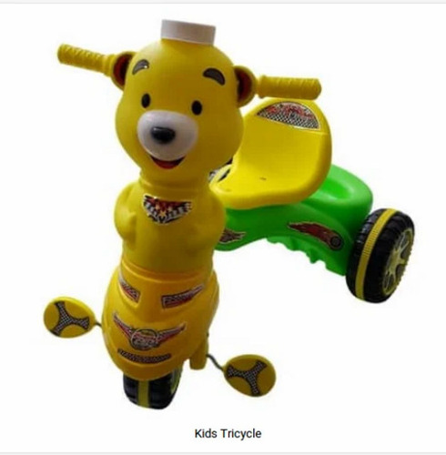 Durable Yellow Baby Tricycle - Plastic, Standard Size, Yellow | For Ages 2-4 Years, Long Lasting, Good Quality