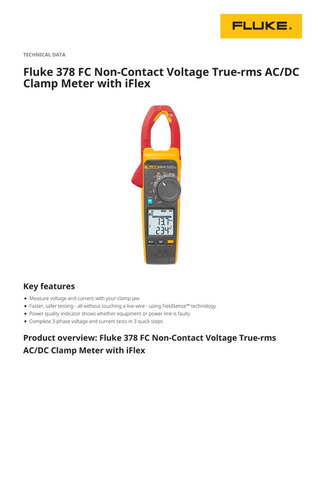 Fluke 378 Fc Non-Contact Voltage True-Rms Ac/Dc Clamp Meter With Iflex