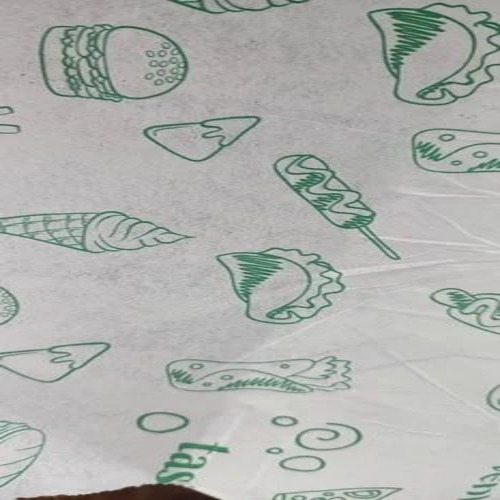 Printed Butter Paper Roll 20 Gsm - Kraft Paper, 10x10 Inch, White, Food Wrap For Restaurants