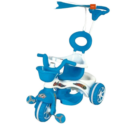 Smart Baby Tricycle - Plastic, Standard Size, Blue & White | Age 2-4 Years, Durable, Long Lasting, New Condition