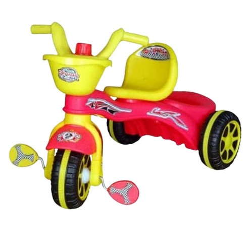 Yellow Baby Tricycle - Plastic, Standard Size, Yellow | Durable, Comfortable for Ages 2-4 Years