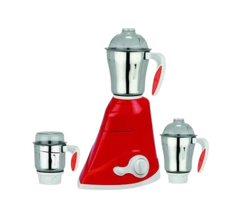 3 Jar Mixer Grinder - Stainless Steel Blade, Red White Metal Plastic, 650W 230V, Shock Proof, Auto Shut-Off