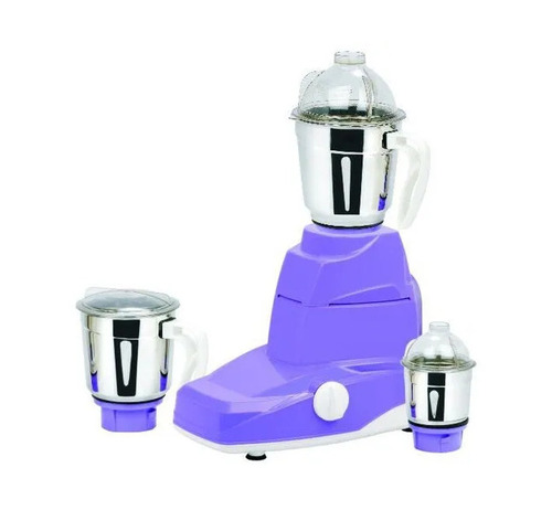 600W Electric Mixer Grinder - Alloy Blade, Lavender Metal & Plastic, 3 Jars | Shock Proof, Auto Shut-Off, 230V