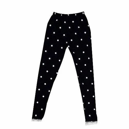 Girls Fancy Legging - Cotton, Full Sleeves, Black, Regular Fit | Breathable, Anti UV, Quick Dry, Comfortable Fit