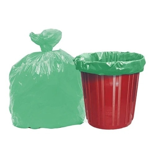 green plastic disposable garbage bag