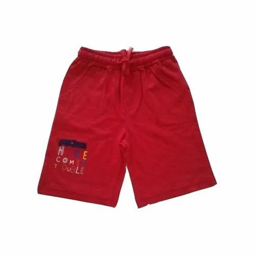 Kids Red Color Shorts - Cotton, Various Sizes, Printed | Laces Closure, Quick Dry, Comfortable Fit