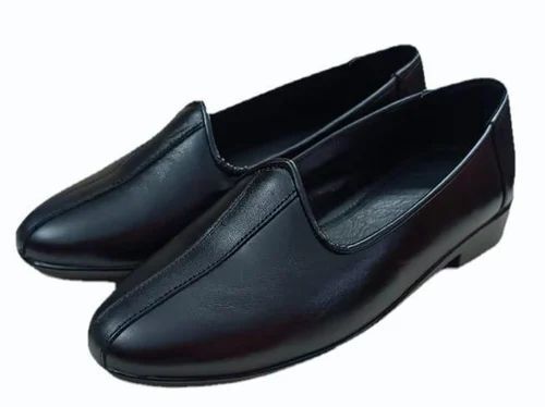 Men Black Leather Slip On Shoes