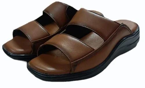 Men Brown Casual Wear Leather Sandal