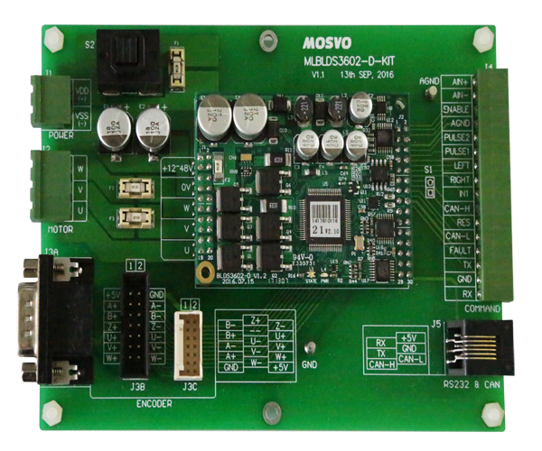 MLBLDS 3602-D-KIT Mosvo DC Brushless Servo Drives - 12-48VDC, 2A, Green, Heat Proof, Drip-Proof