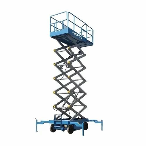 Semi Electric Scissor Lift Platform - 14m Lifting Height, 500kg Capacity, Blue | Durable, Strong, Industrial Use