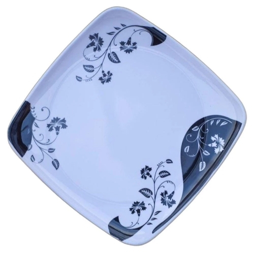 12 Inch Square Melamine Dinner Plate - Melamine, 12 Inch, Multicolour, Printed, Polished, Crack Free | Shatterproof, Dishwasher Safe, Microwave Friendly, Stain Resistant, BPA-Free, Stackable