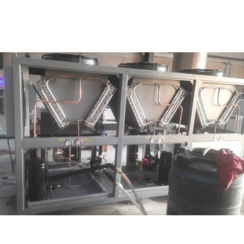 15 TR Air Cooled Chiller - Metal, Grey & White Glossy, 3 Phase 380V | Shell & Tube, Energy-Saving Compressor, Digital Control Panel