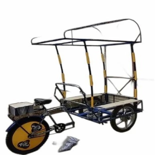 7 Feet Ice Cream Cart - Iron and Rubber, Multicolor, 150 Kg Capacity | Three Wheel Style, Polished Finish, Loadable Storage Cart
