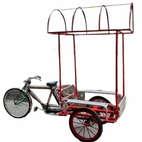 8 Feet Ice Cream Cart - Iron and Rubber, 6 Feet, Multicolor | Loadable, Polished, Three Wheel Style Storage Cart