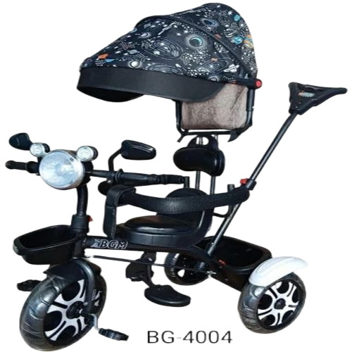 Children Black Tricycle - Plastic Material, Multicolor | Easy To Assemble, Hard Structure, Ages 3-6 Years