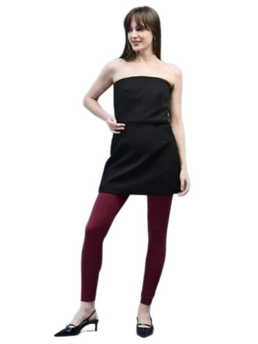 Fleece Stockings - Denim Fleece, Standard Size, Maroon, Elastic Waistband, Slim Fit, Anti Wrinkle, Breathable, Quick Dry