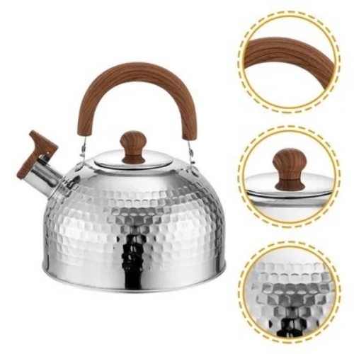 Gas Water Heater Whistle Boiling System - Metal Silver Grey LPG Storage | Instant Heating Energy Efficient Auto Shut-Off Compact Design