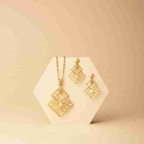 Gold Pendant Set - Gold Necklaces, Golden and White | Elegant Design, Lightweight, Hypoallergenic, Intricate Detailing, Classic Appeal