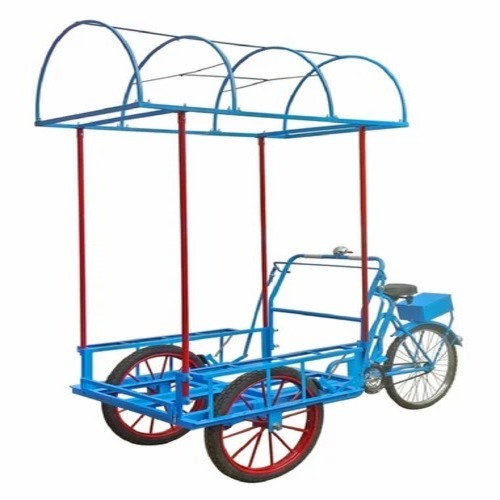 Ice Cream Tricycle Cart - Iron and Rubber, 6 Feet, Multicolor | Loadable, Perfect Shape, Polished Finish, 150 Kg Capacity